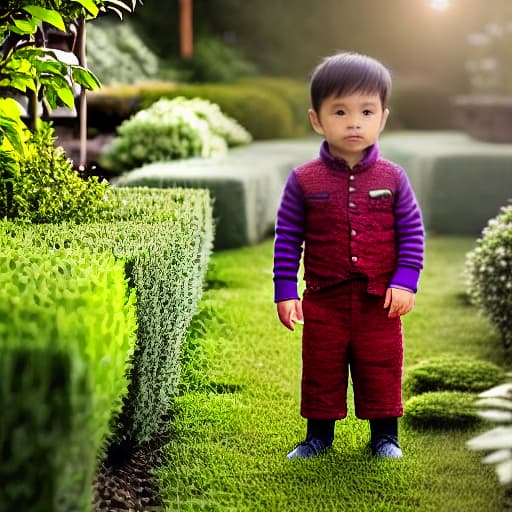  a kid in garden hyperrealistic, full body, detailed clothing, highly detailed, cinematic lighting, stunningly beautiful, intricate, sharp focus, f/1. 8, 85mm, (centered image composition), (professionally color graded), ((bright soft diffused light)), volumetric fog, trending on instagram, trending on tumblr, HDR 4K, 8K