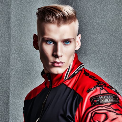 portrait+ style russian queer fitness model blonde very cute dude face