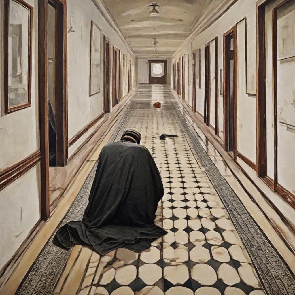  masterpiece, best quality, Time of independence of Pakistan. Show the humans loss, sorrow, grief and sadeness in a hallway,