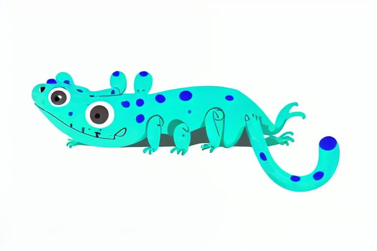 It is a blue lizard with green spots., whole body