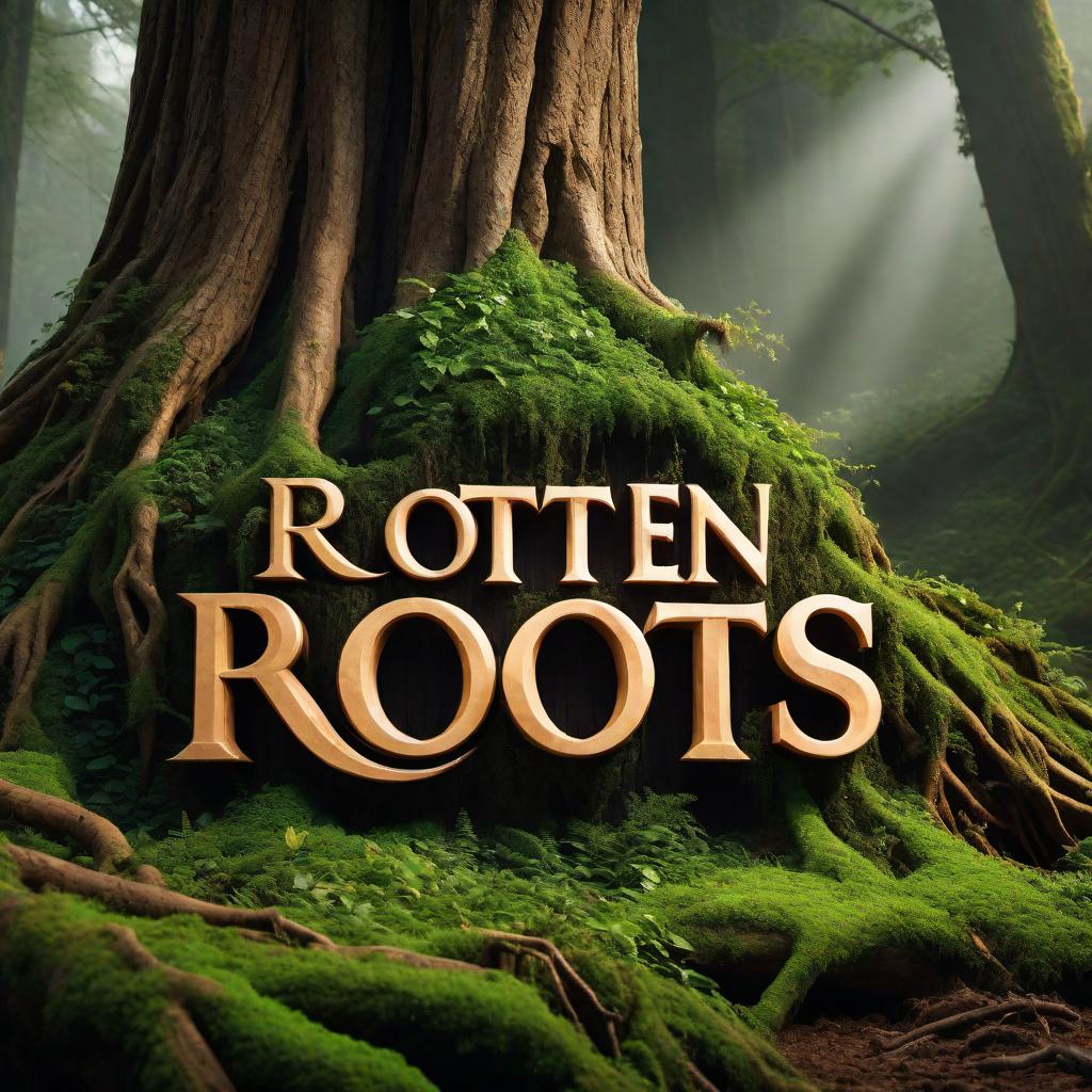  Design a logo with the text 'Rotten Roots'. The logo should have a rustic and natural theme, incorporating elements like roots, trees, or earthy textures. The color palette should include earth tones like browns, greens, and other natural colors. The overall feel of the logo should be organic and evocative of nature. hyperrealistic, full body, detailed clothing, highly detailed, cinematic lighting, stunningly beautiful, intricate, sharp focus, f/1. 8, 85mm, (centered image composition), (professionally color graded), ((bright soft diffused light)), volumetric fog, trending on instagram, trending on tumblr, HDR 4K, 8K