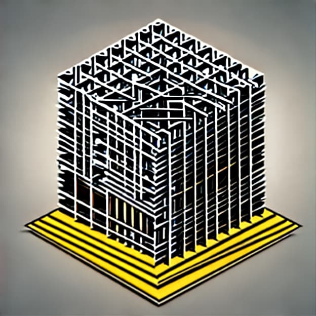  A logo in the form of a cube, for a building contractor company, which is done from the foundation of rebars and the construction of the skeleton of the building inside the cube