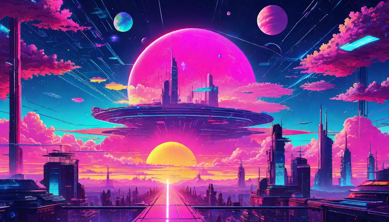  vaporwave,cyberpunk game style Vast cosmos, countless stars, ethereal pathways, soul's journey, nebulous clouds, infinite expanseeon, dystopian, futuristic, digital, vibrant, detailed, high contrast, reminiscent of cyberpunk genre video games,retro aesthetic, cyberpunk, vibrant, neon colors, vintage 80s and 90s style, highly detailed