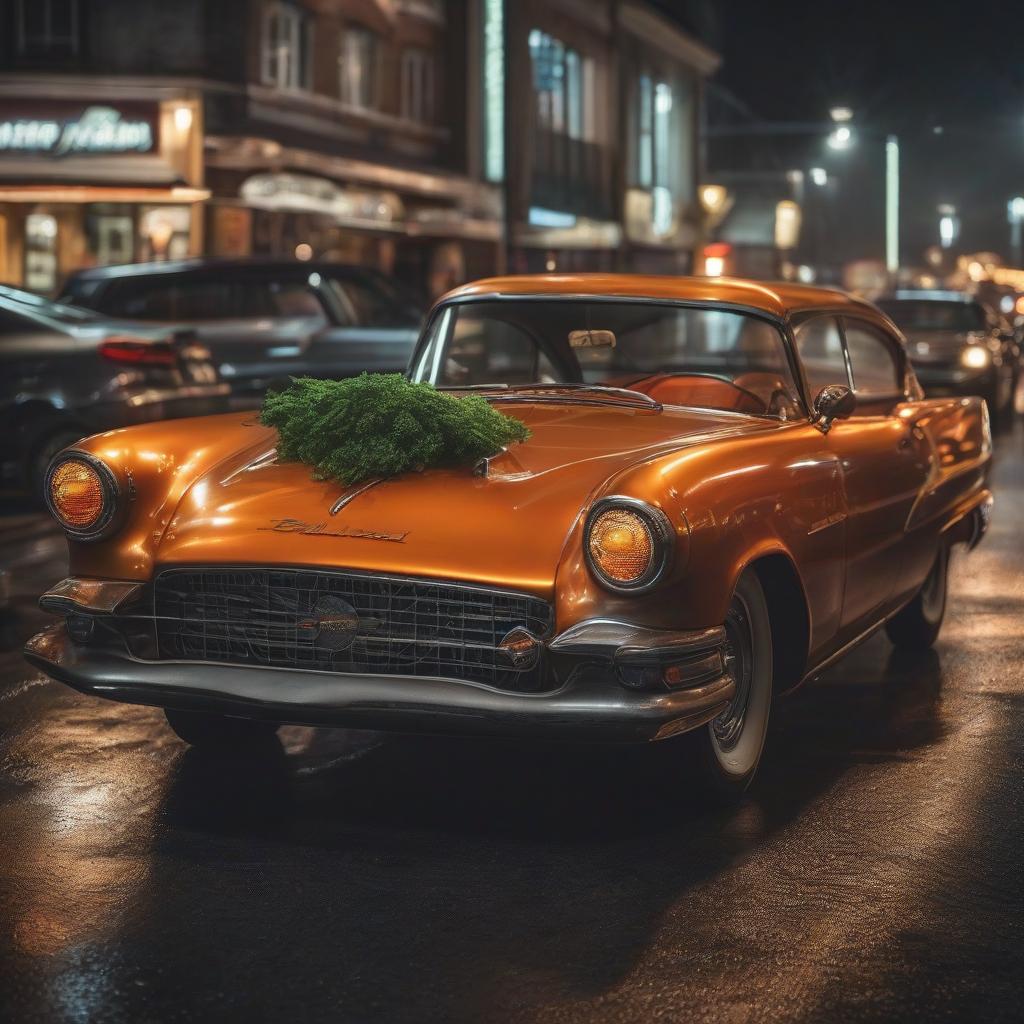  a car resembling a carrot hyperrealistic, full body, detailed clothing, highly detailed, cinematic lighting, stunningly beautiful, intricate, sharp focus, f/1. 8, 85mm, (centered image composition), (professionally color graded), ((bright soft diffused light)), volumetric fog, trending on instagram, trending on tumblr, HDR 4K, 8K