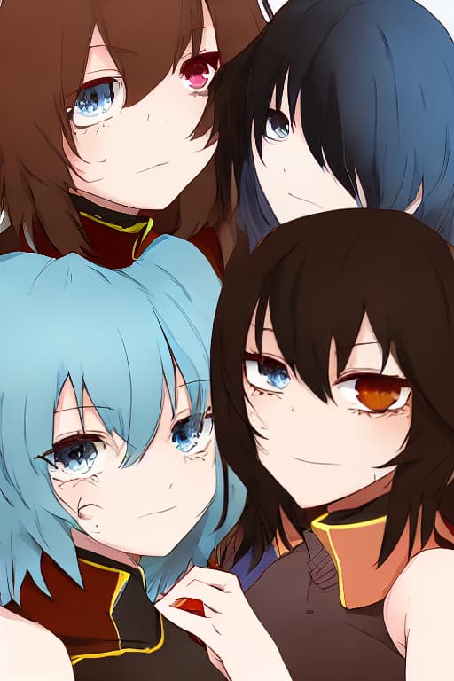  2 girls, one with light blue shoulder length hair and blue eyes (Rem), the other with brown messy shoulder length hair and brown eyes (Megumin),, high detail, textured skin, warm lighting, detailed faces, detailed fingers