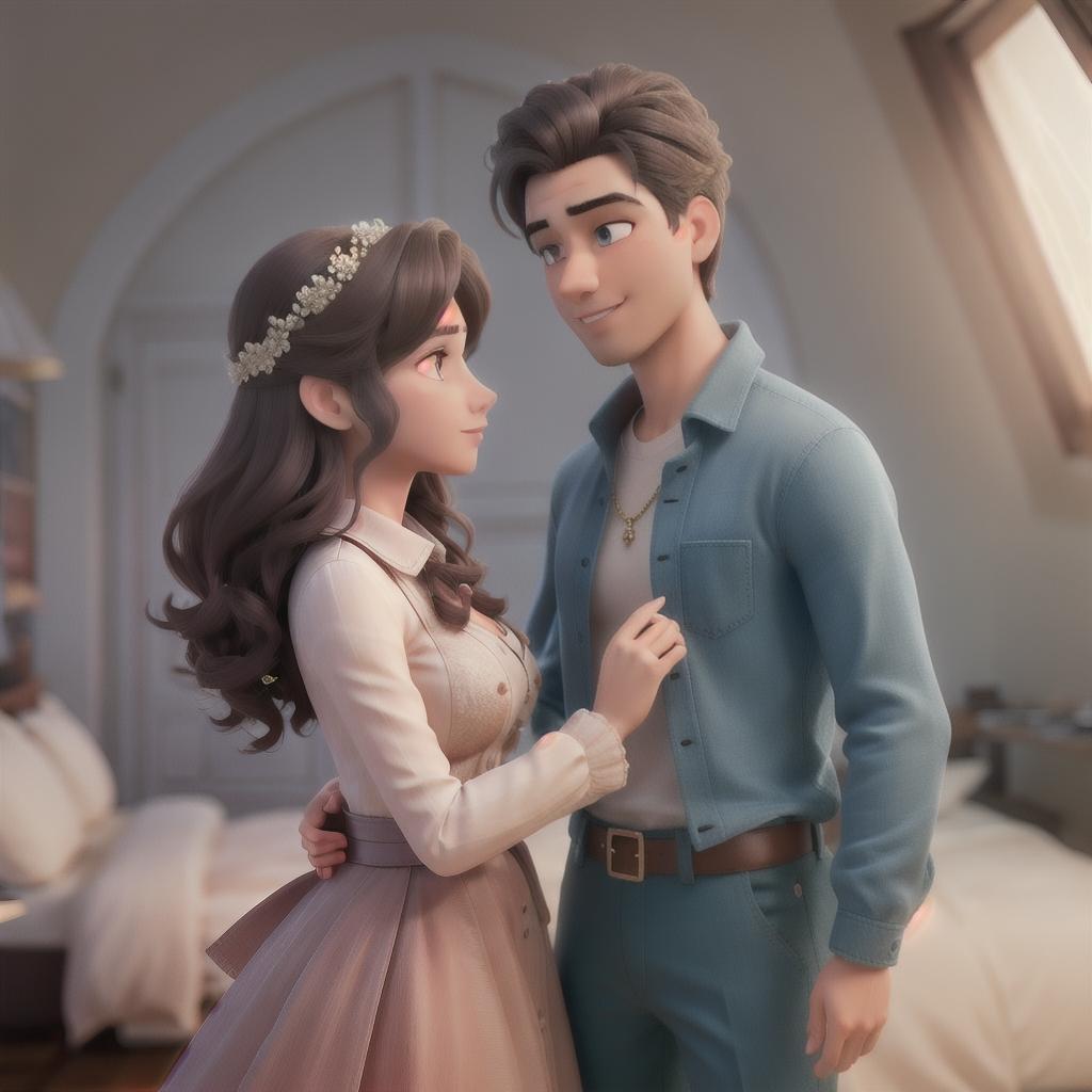  A photo of couple in romantic position hyperrealistic, full body, detailed clothing, highly detailed, cinematic lighting, stunningly beautiful, intricate, sharp focus, f/1. 8, 85mm, (centered image composition), (professionally color graded), ((bright soft diffused light)), volumetric fog, trending on instagram, trending on tumblr, HDR 4K, 8K