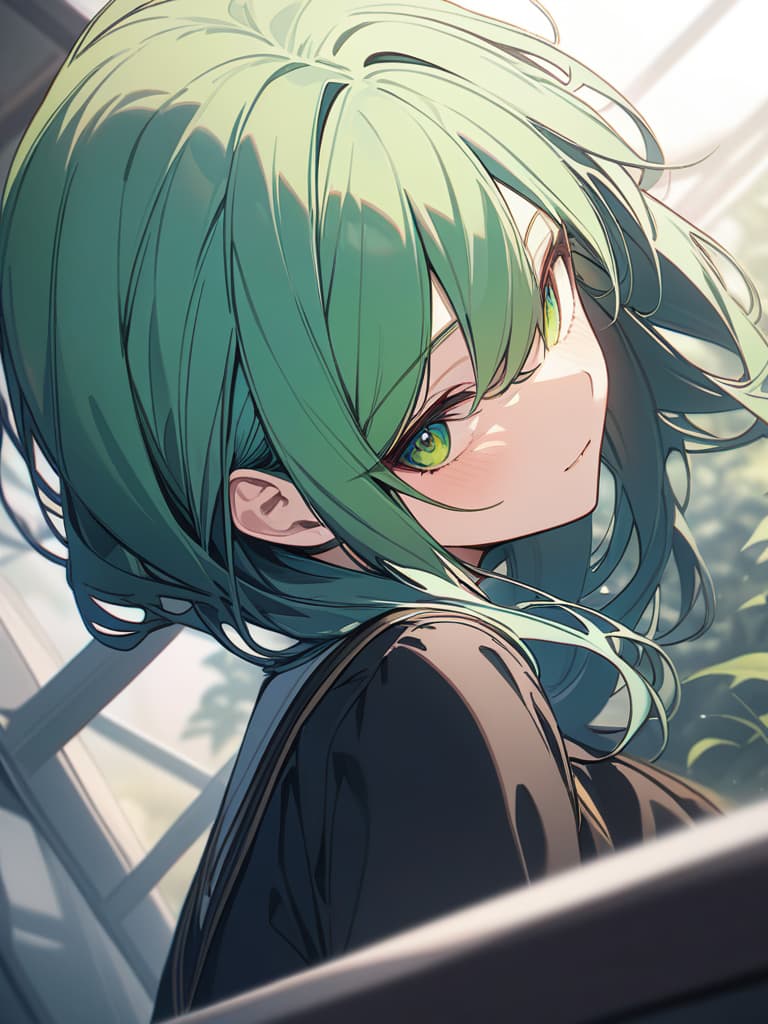  Green hair character's illusion, masterpiece, best quality,8k,ultra detailed,high resolution,an extremely delicate and beautiful,hyper detail