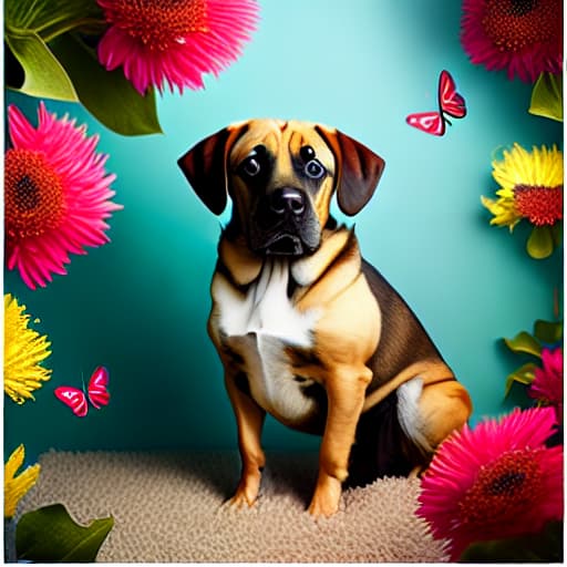  dog with butterflies