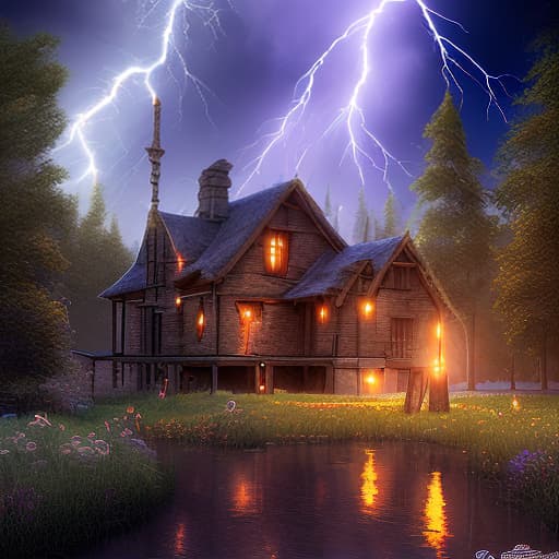 mdjrny-v4 style lighting thunder with house hontued