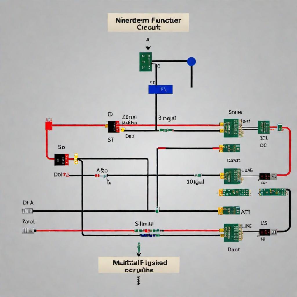  Create an image depicting a digital logic circuit that uses a 4 to 1 line multiplexer to implement the Boolean function F(A, B, C, D) as derived from the minterms. Inputs A and B are connected to the multiplexer's selection lines S1 and S0 respectively. Each data line D0, D1, D2, and D3 should be connected to the appropriate logic gates based on the following functions of inputs C and D: - D0 = not(C) and D + C and not(D) - A simple OR gate with inputs (C NOR D) and (C NAND D) - D1 = not(C) or not(D) - Only NOT gates are needed for C and D, outputs ORed together - D2 = C - Connected directly to the multiplexer's data line - D3 = C and D - A simple AND gate with inputs C and D Include an OR gate to represent the output of the multiplexer,  hyperrealistic, full body, detailed clothing, highly detailed, cinematic lighting, stunningly beautiful, intricate, sharp focus, f/1. 8, 85mm, (centered image composition), (professionally color graded), ((bright soft diffused light)), volumetric fog, trending on instagram, trending on tumblr, HDR 4K, 8K