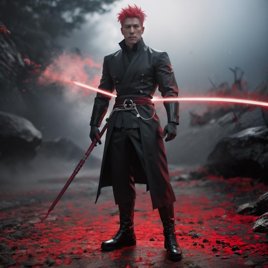  Ryomen sukuna, jujutsu kaisen, red, neon, evil hyperrealistic, full body, detailed clothing, highly detailed, cinematic lighting, stunningly beautiful, intricate, sharp focus, f/1. 8, 85mm, (centered image composition), (professionally color graded), ((bright soft diffused light)), volumetric fog, trending on instagram, trending on tumblr, HDR 4K, 8K