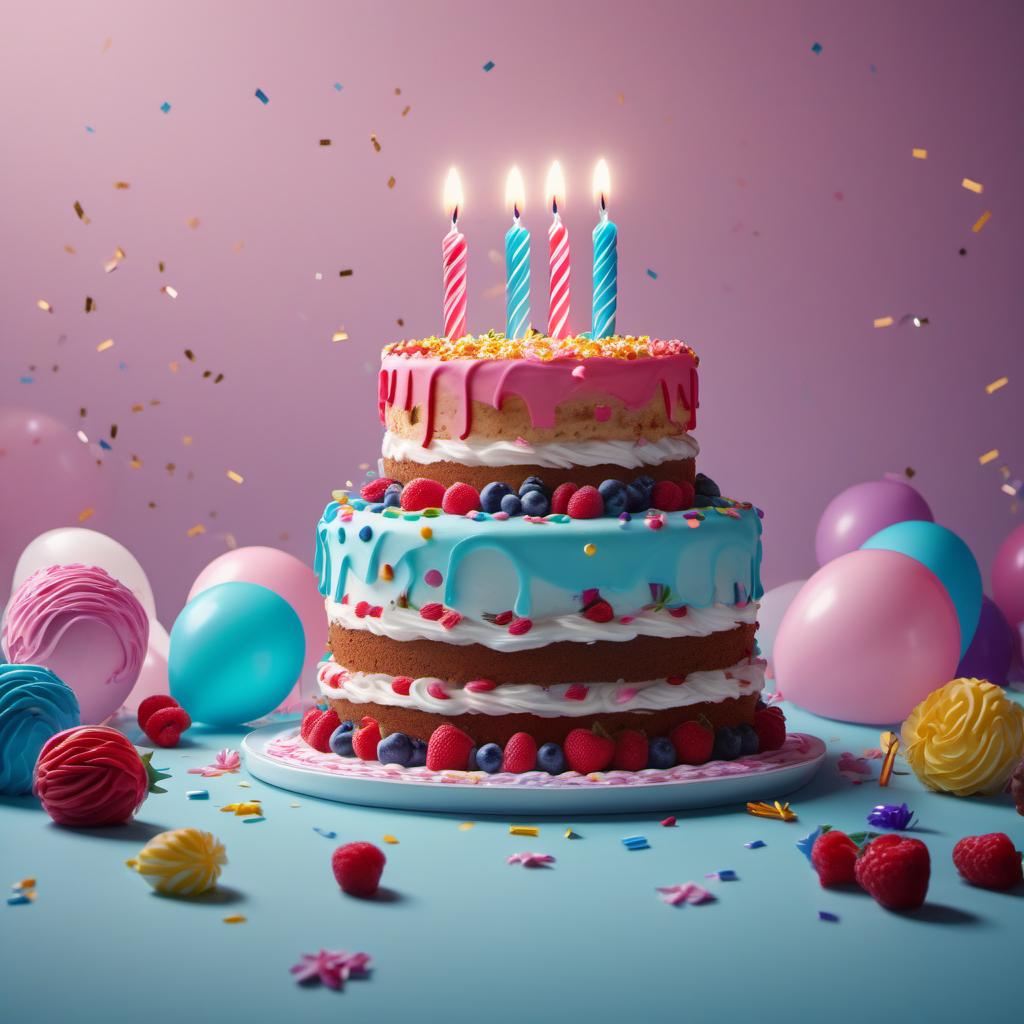  UHD, 8K, ultra detailed, a cinematic photograph of Draw me a beautiful birthday cake in a realistic style  --e sdxlceshi, beautiful lighting, great composition