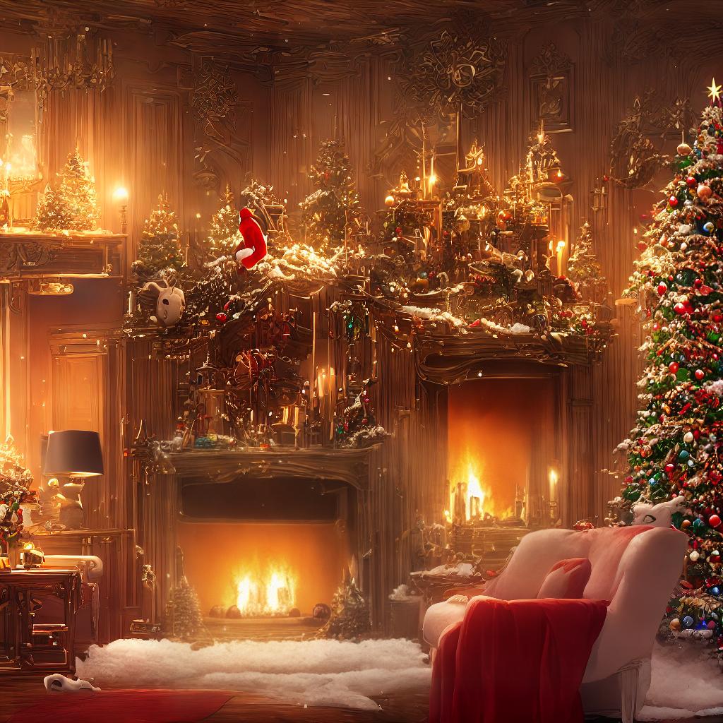  ((masterpiece)), (((best quality))), 8k, high detailed, ultra-detailed. A warm welcome Disney cartoon style. A cozy living room with a fireplace, plush sofas, and a large window overlooking a snowy landscape. (A family of anthropomorphic animals) gathers around the fireplace, exchanging gifts and laughter. The room is adorned with twinkling Christmas lights and colorful decorations. The (cartoon characters) wear festive sweaters and Santa hats, adding to the cheerful atmosphere. The fireplace crackles, casting a warm glow on the room, while outside, gentle snowflakes fall from the sky, creating a magical winter wonderland. hyperrealistic, full body, detailed clothing, highly detailed, cinematic lighting, stunningly beautiful, intricate, sharp focus, f/1. 8, 85mm, (centered image composition), (professionally color graded), ((bright soft diffused light)), volumetric fog, trending on instagram, trending on tumblr, HDR 4K, 8K