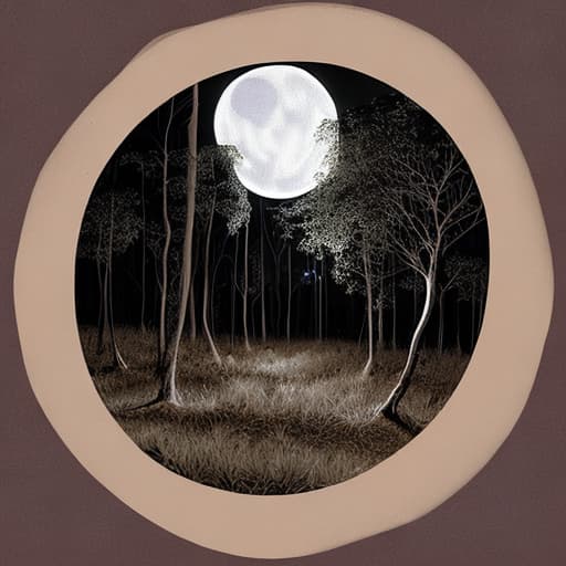 bosque nocturno con luna llena