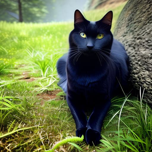 redshift style black Bombay cat sitting upright on its behind. hind legs outstretched in front of body. eyes are yellow. pupils are the shape of a half moon hyperrealistic, full body, detailed clothing, highly detailed, cinematic lighting, stunningly beautiful, intricate, sharp focus, f/1. 8, 85mm, (centered image composition), (professionally color graded), ((bright soft diffused light)), volumetric fog, trending on instagram, trending on tumblr, HDR 4K, 8K