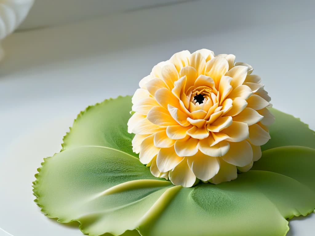  An ultradetailed closeup image of a delicate, intricate sugar flower crafted with precision, showcasing the artistry and attention to detail involved in modern pastrymaking. The flower, set against a clean, white background, features layers of petals with lifelike textures and vibrant colors, highlighting the sophistication and creativity that define the latest global trends in pastry design for 2022 and beyond. hyperrealistic, full body, detailed clothing, highly detailed, cinematic lighting, stunningly beautiful, intricate, sharp focus, f/1. 8, 85mm, (centered image composition), (professionally color graded), ((bright soft diffused light)), volumetric fog, trending on instagram, trending on tumblr, HDR 4K, 8K