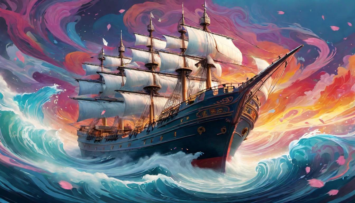  digital illustration, A figure standing at the helm of a ship, surrounded by a swirl of colorful emotions depicted as ethereal wisps, influence radiating, guiding, decisive, looking at viewer, dynamic pose, (intricate details, masterpiece, best quality)