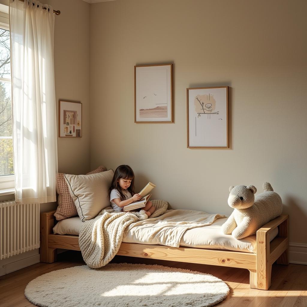  editorial photography of children room: reading nook cozy corner for reading books