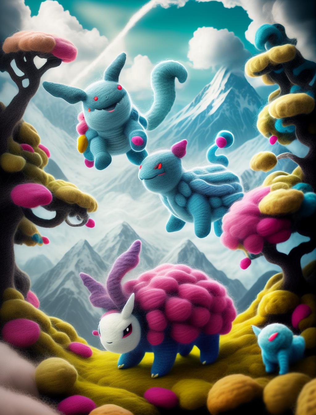 woolitize woolitize ( Pokémon fée )!! hyperrealistic, full body, detailed clothing, highly detailed, cinematic lighting, stunningly beautiful, intricate, sharp focus, f/1. 8, 85mm, (centered image composition), (professionally color graded), ((bright soft diffused light)), volumetric fog, trending on instagram, trending on tumblr, HDR 4K, 8K