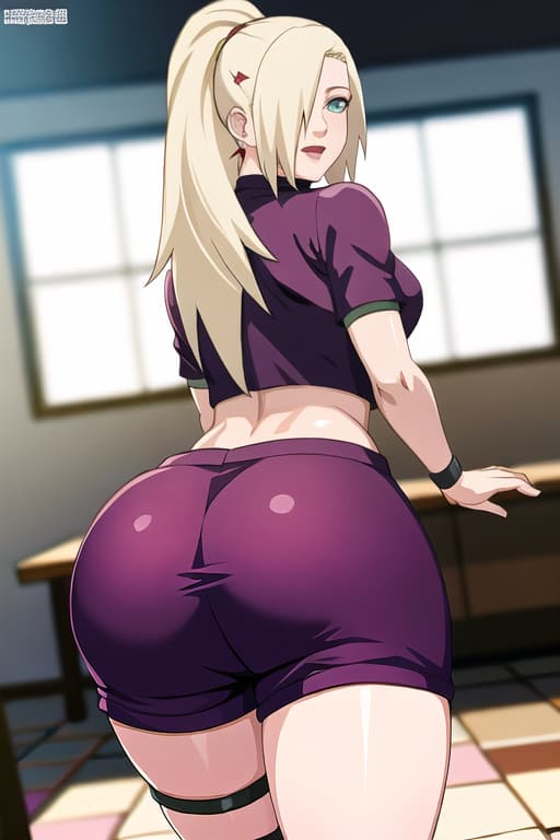  (yamanaka_ino:1.2), hair down,(masterpiece, best quality:1.2), illustration, absurdres, highres, extremely detailed,looking_at_ass,soccer_uniform,apartment