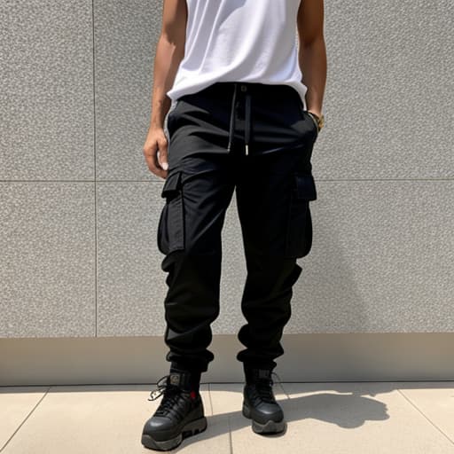   in black and black cargo pants