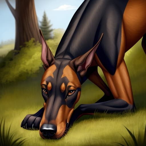  Doberman, feral, deep rimming feral, bestiality, all male, toung in ass,, open eyes, digital art, masterpiece, 4k, fine details,