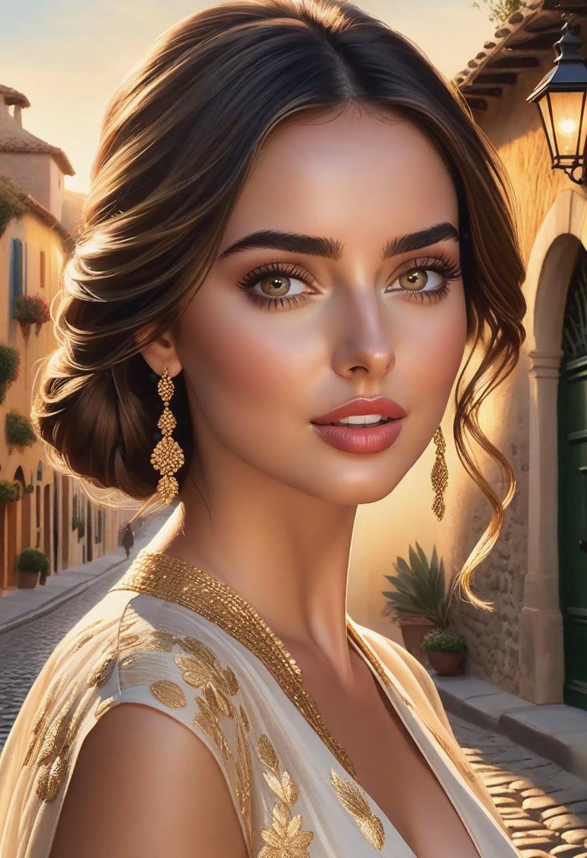  1. A close-up portrait of Ana De Armas, bathed in warm, golden sunlight, showcasing her natural beauty and elegance. Style: Realism, with meticulous attention to detail in capturing her facial features and expression.

2. Ana De Armas gracefully walking down a cobblestone street at twilight, with a subtle hint of romance in the air. Style: Realism, emphasizing the vibrant colors of the surroundings and the texture of her flowing dress.

3. Ana De Armas sitting by a window, looking out wistfully, as raindrops gently streak down the glass. Style: Realism, capturing the soft lighting and reflections, as well as the depth of emotions in her eyes. hyperrealistic, full body, detailed clothing, highly detailed, cinematic lighting, stunningly beautiful, intricate, sharp focus, f/1. 8, 85mm, (centered image composition), (professionally color graded), ((bright soft diffused light)), volumetric fog, trending on instagram, trending on tumblr, HDR 4K, 8K