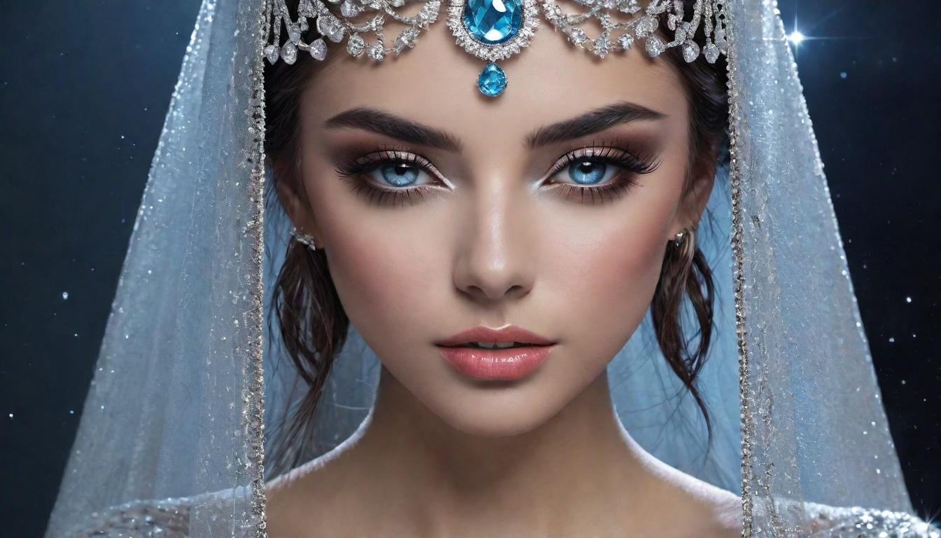  （surrealism)Crystalline eyes piercing through layers of illusion, depicted as transparent veils or mists, multi faceted and sparkling lights, clarity and truth mystic, intricate details, best quality)