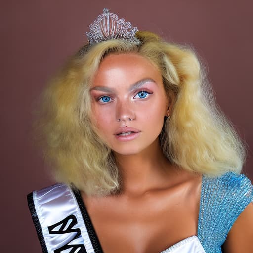 portrait+ style miss Universe queer blonde female face