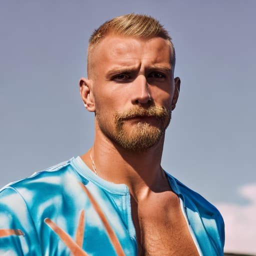 portrait+ style russian queer fitness model blonde very cute dilf dude face