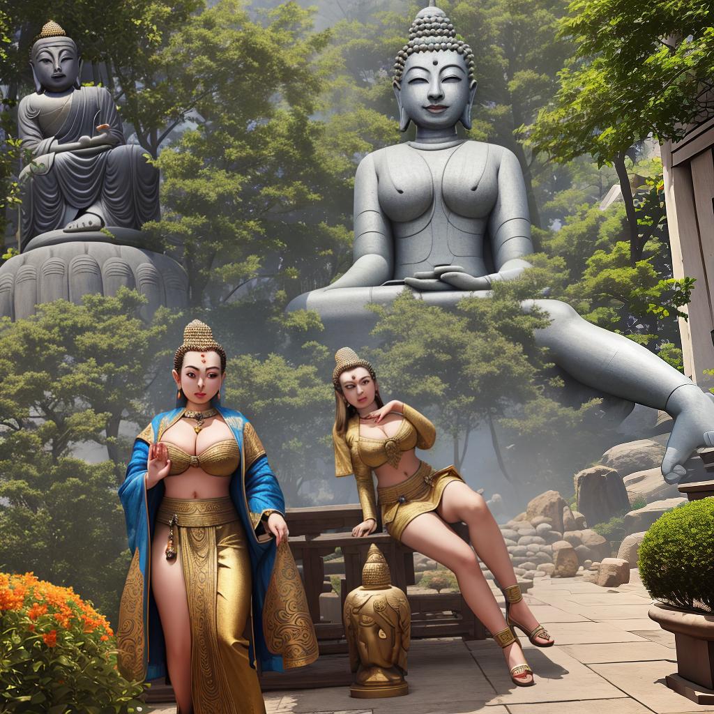  masterpiece, best quality, giantess, female buddha, busty