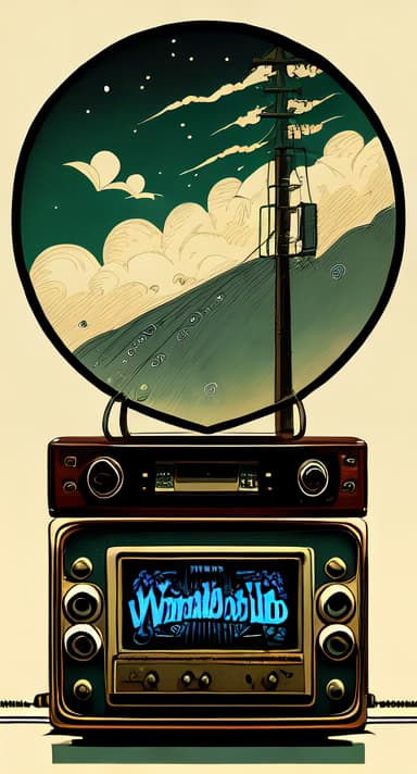  Illustrate a nostalgic night, a radio's lullaby, and a heart of rock 'n roll, where memories return with the wind.