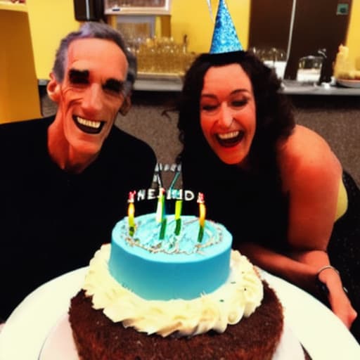  Lurch and Wednesday celebrating a birthday