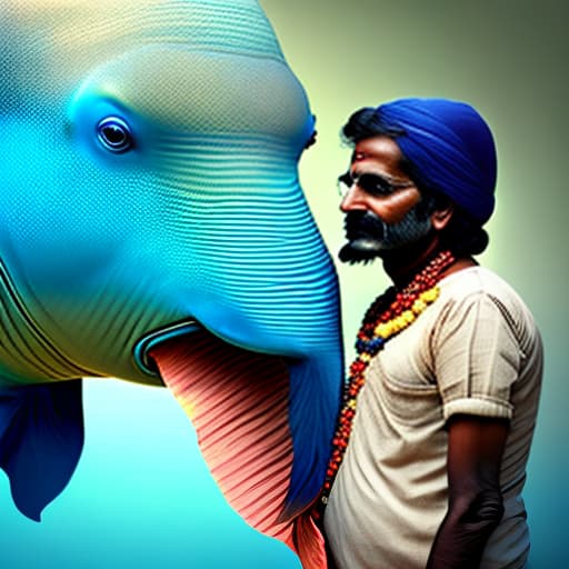 estilovintedois indian man whit a Blue wale