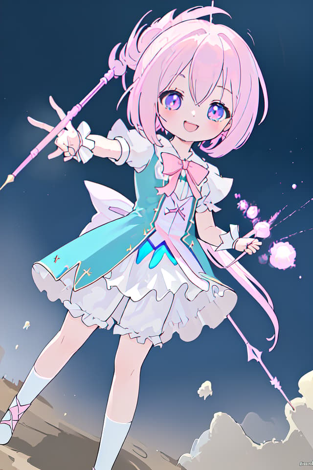  Magical Girl, ((Holding A Long Spear: 1.6, Aiming at Viewer: 1.6, Infant Body Shape: 1.6)), (Frilly Magical Costume, Happy Smile, Absurd Magic Effect) ), Pastel style, Absurdres, masterpiece , Ultimate quality, official art, aesthetic, diffusion lighting, environmental lighting, detailed skin textures, best shadows, very detail, colorful, 8K Wallpaper, Raw Photoristic Detailed, Dutch ANGLE, 💩, 💩, 💩, 💩, 💩, 💩