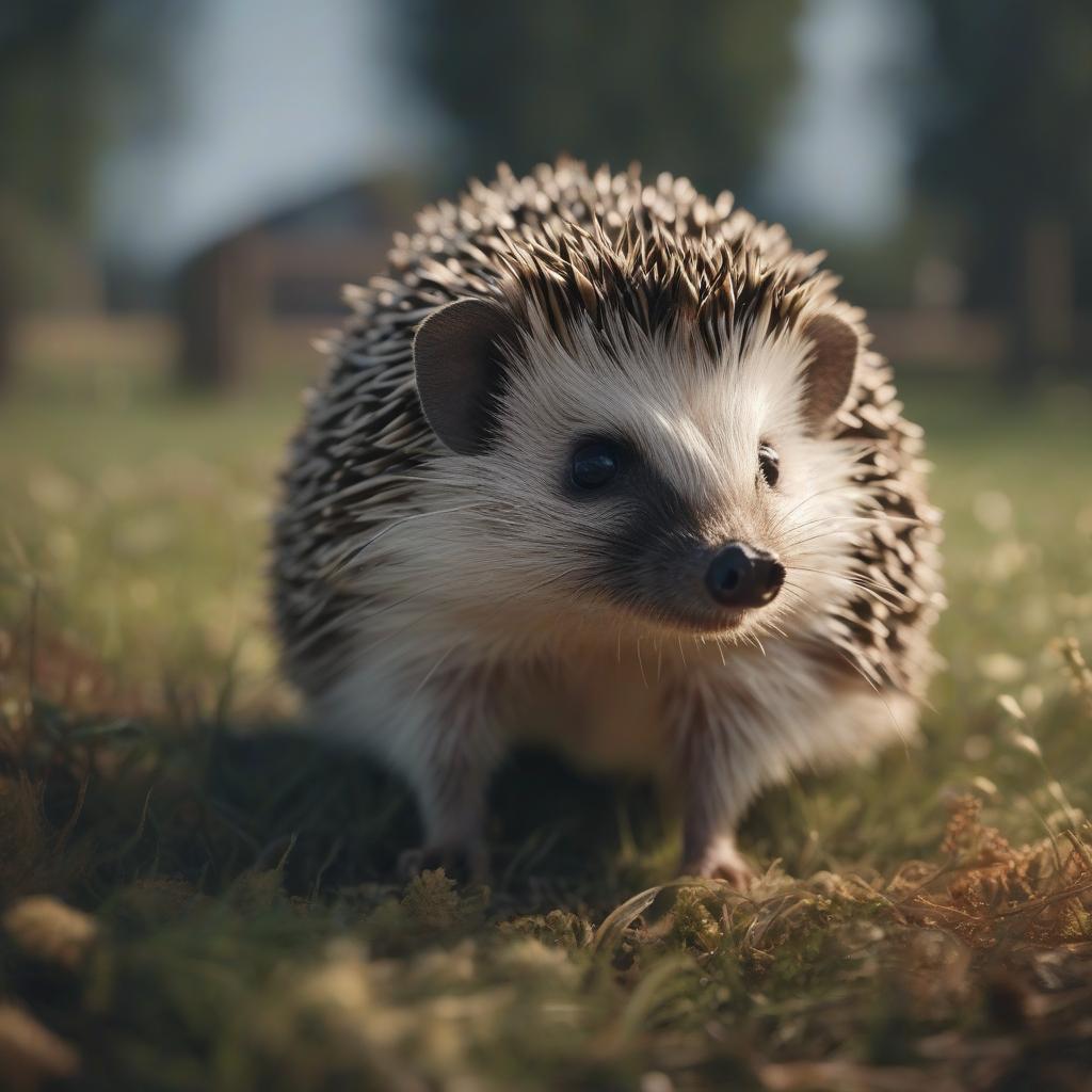  Hedgehog works on the farm. hyperrealistic, full body, detailed clothing, highly detailed, cinematic lighting, stunningly beautiful, intricate, sharp focus, f/1. 8, 85mm, (centered image composition), (professionally color graded), ((bright soft diffused light)), volumetric fog, trending on instagram, trending on tumblr, HDR 4K, 8K