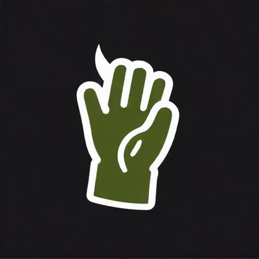  Draw a simple, friendly icon of a pair of gardening gloves, perhaps with a sprig of a green plant poking out of one of the fingers. The gloves should be clean and stylish, with a modern, vector-style design. ((for a logo)), minimalistic, vector illustration, (simple), (white background), no background, for a company, strong color contrast