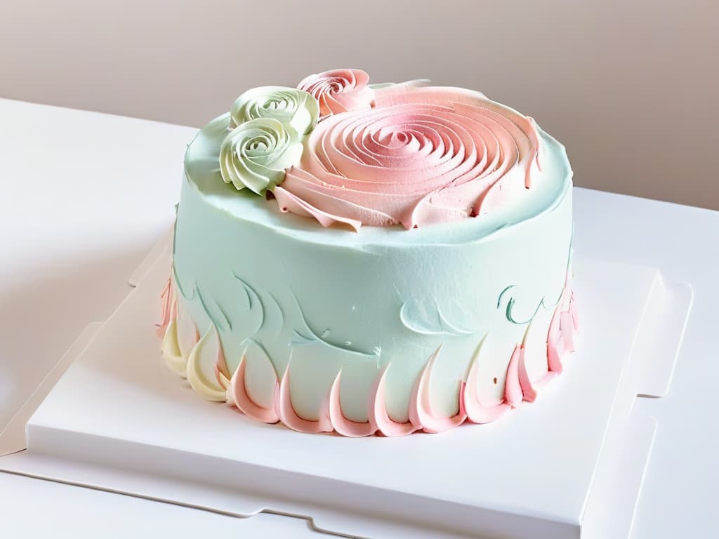  An elegant, minimalistic image of a skilled pastry chef meticulously piping delicate swirls of frosting onto a beautifully decorated cake, showcasing precision and artistry in the world of pastry craftsmanship. The chef's hands are steady and focused, capturing the essence of professionalism and dedication required in the realm of pastry arts. The color palette is soft and inviting, with subtle hints of pastel hues to evoke a sense of inspiration and creativity in the culinary field. hyperrealistic, full body, detailed clothing, highly detailed, cinematic lighting, stunningly beautiful, intricate, sharp focus, f/1. 8, 85mm, (centered image composition), (professionally color graded), ((bright soft diffused light)), volumetric fog, trending on instagram, trending on tumblr, HDR 4K, 8K