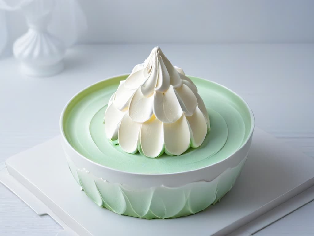  A closeup, ultradetailed image of glossy white meringue peaks being delicately folded into a bowl, with the light catching the swirls and peaks, showcasing the texture and consistency of the mixture. hyperrealistic, full body, detailed clothing, highly detailed, cinematic lighting, stunningly beautiful, intricate, sharp focus, f/1. 8, 85mm, (centered image composition), (professionally color graded), ((bright soft diffused light)), volumetric fog, trending on instagram, trending on tumblr, HDR 4K, 8K