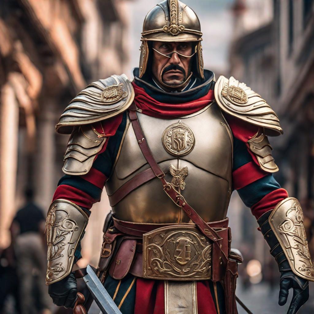  Legionario español hyperrealistic, full body, detailed clothing, highly detailed, cinematic lighting, stunningly beautiful, intricate, sharp focus, f/1. 8, 85mm, (centered image composition), (professionally color graded), ((bright soft diffused light)), volumetric fog, trending on instagram, trending on tumblr, HDR 4K, 8K