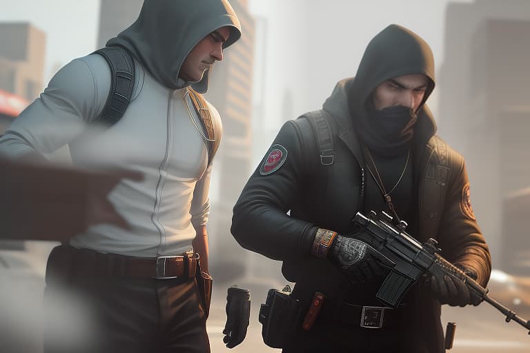  Cover of GTA. Bank Robbery. hyperrealistic, full body, detailed clothing, highly detailed, cinematic lighting, stunningly beautiful, intricate, sharp focus, f/1. 8, 85mm, (centered image composition), (professionally color graded), ((bright soft diffused light)), volumetric fog, trending on instagram, trending on tumblr, HDR 4K, 8K