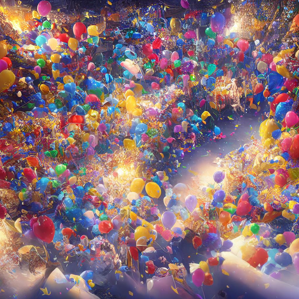  ((masterpiece)), (((best quality))), 8k, high detailed, ultra-detailed. A cartoon scene at a New Year party. The main subject is a girl sitting in a classroom. The main elements include: a vibrant booth selling cotton candy and popcorn, a long line of children patiently waiting, cheerful decorations adorning the walls, a bunch of balloons tied to the booth, and a floor covered in sparkling confetti. hyperrealistic, full body, detailed clothing, highly detailed, cinematic lighting, stunningly beautiful, intricate, sharp focus, f/1. 8, 85mm, (centered image composition), (professionally color graded), ((bright soft diffused light)), volumetric fog, trending on instagram, trending on tumblr, HDR 4K, 8K