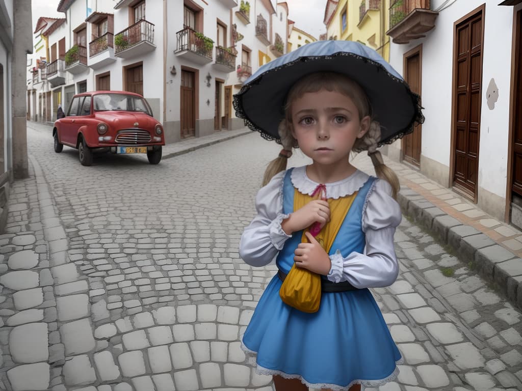  niña en colaless, en la calle de Polonia