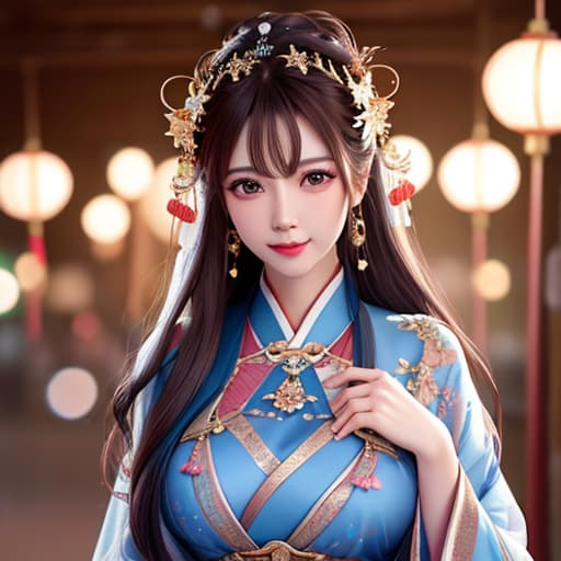  best quality, masterpiece, highres, 1girl,blush,(seductive smile:0.8),star shaped pupils,china hanfu,hair ornament,necklace, jewelry,Beautiful face,upon body, tyndall effect,photorealistic, dark studio, rim lighting, two tone lighting,(high detailed skin:1.2), 8k uhd, dslr, soft lighting, high quality, volumetric lighting, candid, Photograph, high resolution, 4k, 8k, Bokeh hyperrealistic, full body, detailed clothing, highly detailed, cinematic lighting, stunningly beautiful, intricate, sharp focus, f/1. 8, 85mm, (centered image composition), (professionally color graded), ((bright soft diffused light)), volumetric fog, trending on instagram, trending on tumblr, HDR 4K, 8K