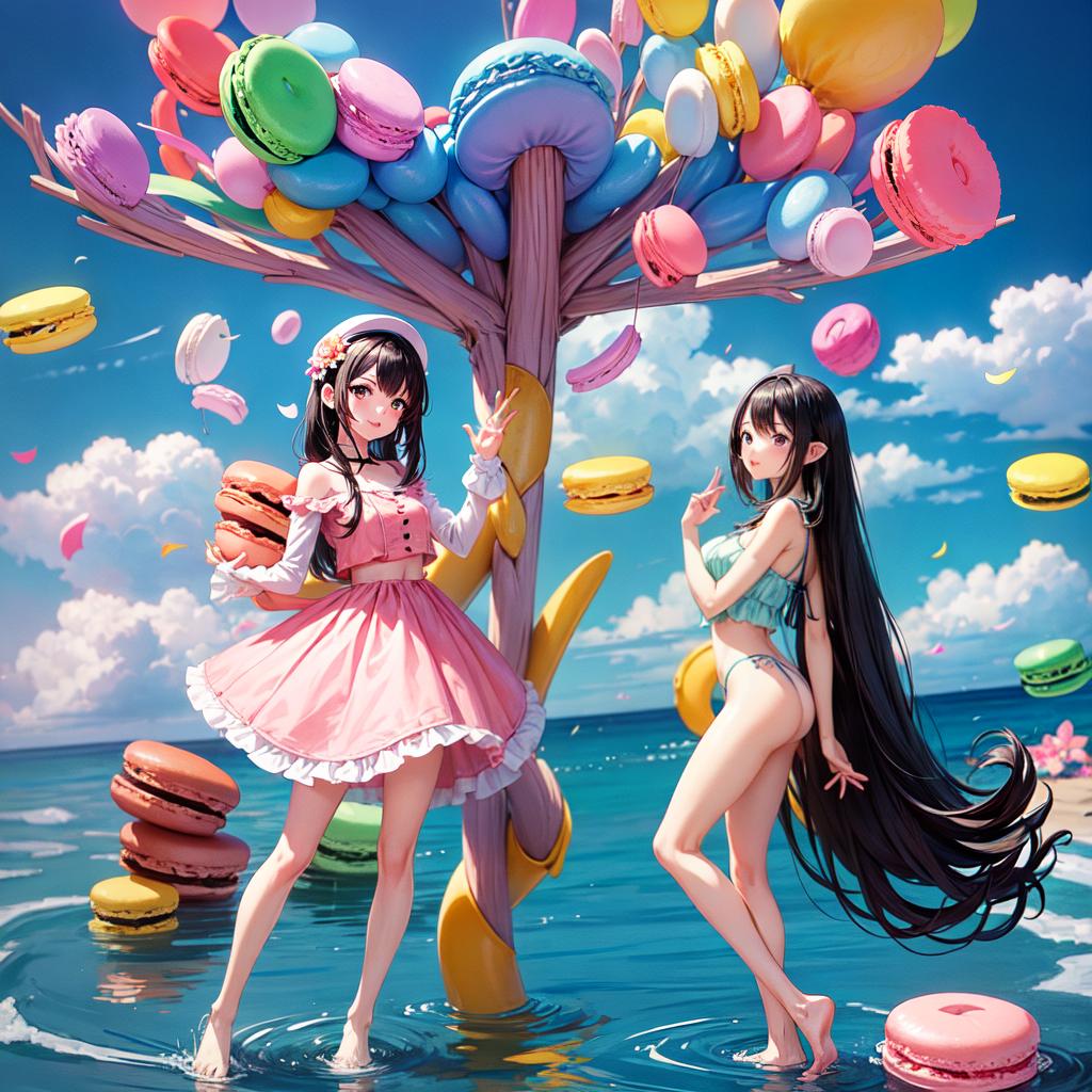  Macaron color, Bright colors, American anime style ilration, Character sheet, 'Full body', character sheet with different angles, Front view, back view, right view, left view, many expressions, 21 asian , black hair, Straight long hair, white skin tone, mini, , low-cut_under_crop_top, joyful, optimism, kindness, pastel colors, impressionism