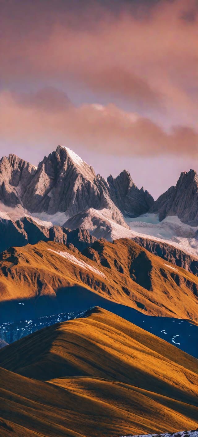  (popArt style), Mountains with snow on them and a blue sky in the background, unsplash photography, cinemascope panorama, featured on unsplash, by Fred A. Precht, canva, craggy mountains, by Oton IvekoviÄ, taken with sony alpha 9, andes