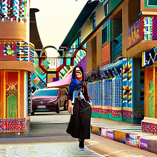  In the lively streets of Baghdad, a striking young woman with a radiant smile and expressive brown eyes embraces the vibrant cityscape. Her stylish attire reflects the modern fusion of traditional and contemporary fashion, with bold patterns and vibrant hues. Rendered in a dynamic anime style, the scene pulsates with energy and captures the essence of urban charm and sensuality.