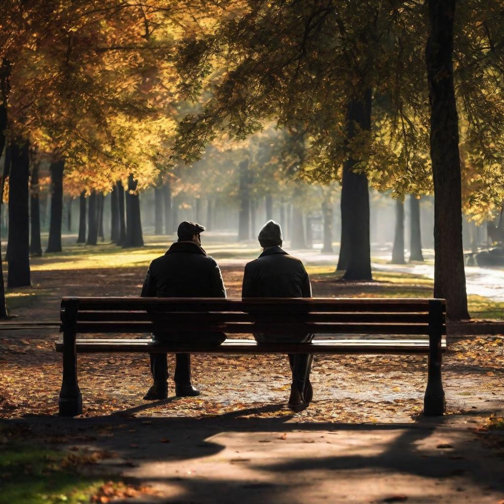  Create a high quality hyperrealistic image that visually represents the theme 'Loneliness is not the absence of people, but the absence of someone who truly understands you.' The image should depict a solitary figure sitting on a park bench, surrounded by people who are walking by, but not interacting with them. The expression on the person's face should reflect deep loneliness and a sense of longing. The background should include a serene park setting with trees and a pathway. The image should be of hyperrealistic style and high quality. hyperrealistic, full body, detailed clothing, highly detailed, cinematic lighting, stunningly beautiful, intricate, sharp focus, f/1. 8, 85mm, (centered image composition), (professionally color graded), ((bright soft diffused light)), volumetric fog, trending on instagram, trending on tumblr, HDR 4K, 8K