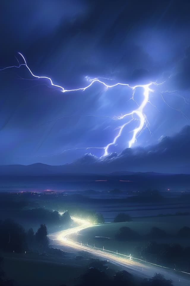  (Landscape paintings) (not drawn) Masterpiece, (Rolling) (Dark Sky) (Lightning) (Lightning) High Quality, 8k