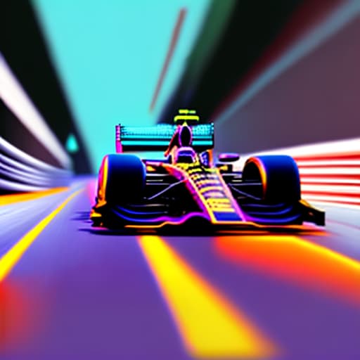 estilovintedois A Formula 1 car driving on a neon road